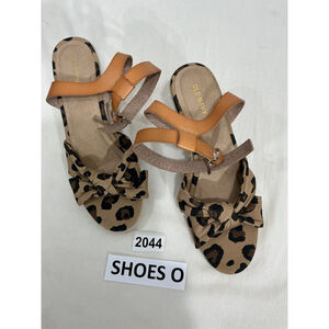 Womans Old Navy Espadrille Animal Print Open Toe Strappy Sandal 9.5 Wedge Heel